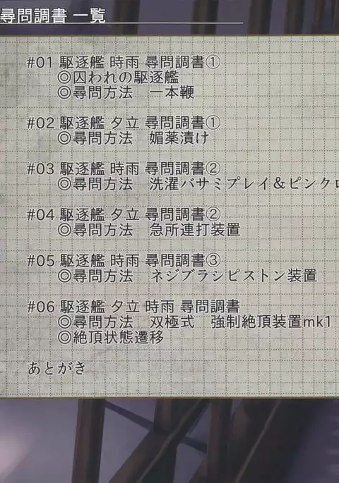 Kuchikukan Yuudachi Shigure Jinmon Chousho