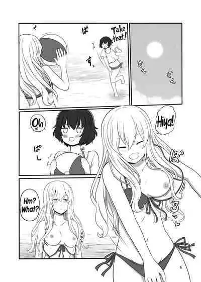 Umi de Roshutsu Play Shichau Yuriple | A yuri couple does exhibitionism at the beach