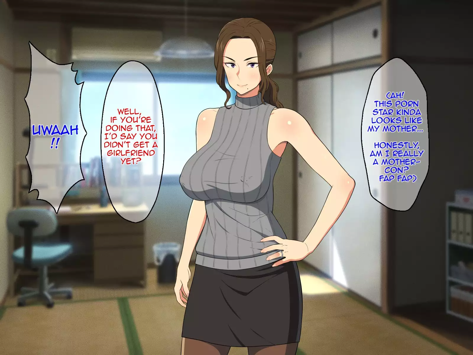 Ore no Kaa-san ga Muchimuchi Bakunyuu de Gaman Dekinai | Because of my Mother's Big Tits I Can't Control Myself