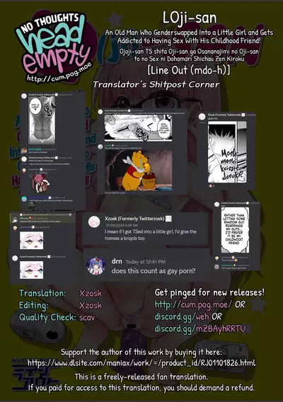 [Line Out (mdo-h)] Ojoji-san TS shita Oji-san ga Osananajimi no oji-san to no Sex ni Dohamari Shichau Zen Kiroku | LOji-san An Old Man Who Genderswapped Into a Little Girl and Gets Addicted to Having Sex With His Childhood Friend! [English] [Xzosk]