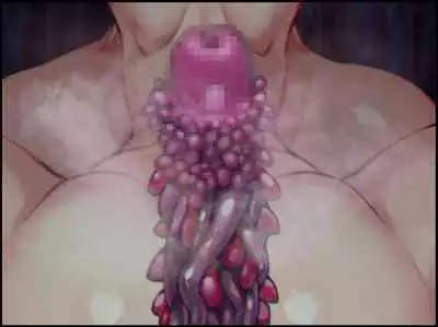 Shokushu no Naedoko-ka Haramibukuro Hitozuma to Otto ga Onanishiteiru toki ni UMA no Shokushu ni Nikutai Kaizousare Kyousei Shussan